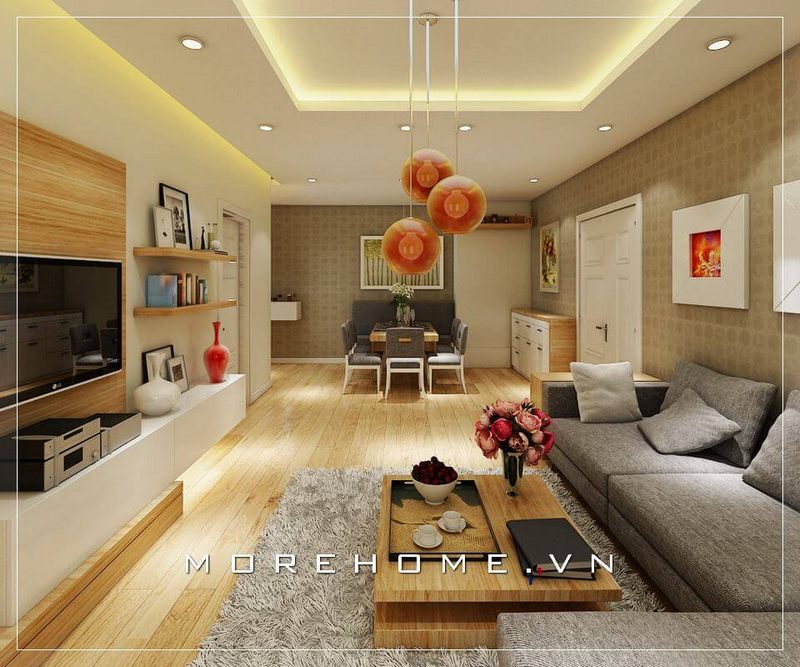 #29 Mẫu thiết kế phòng khách căn hộ chung cư 3D đẹp, ấn tượng 2022-2025